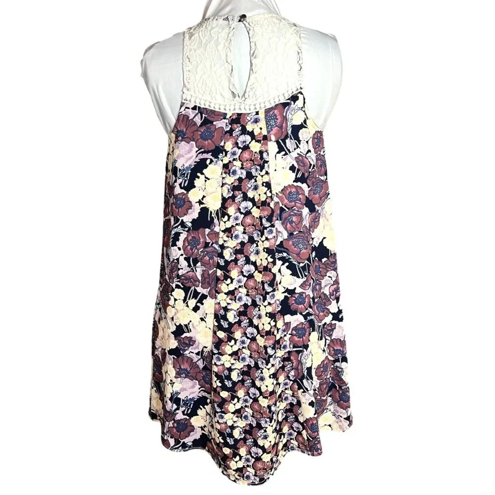 Floral Lace-Trim Sleeveless A-Line Dress By Xhilaration S - Picture 2 of 4